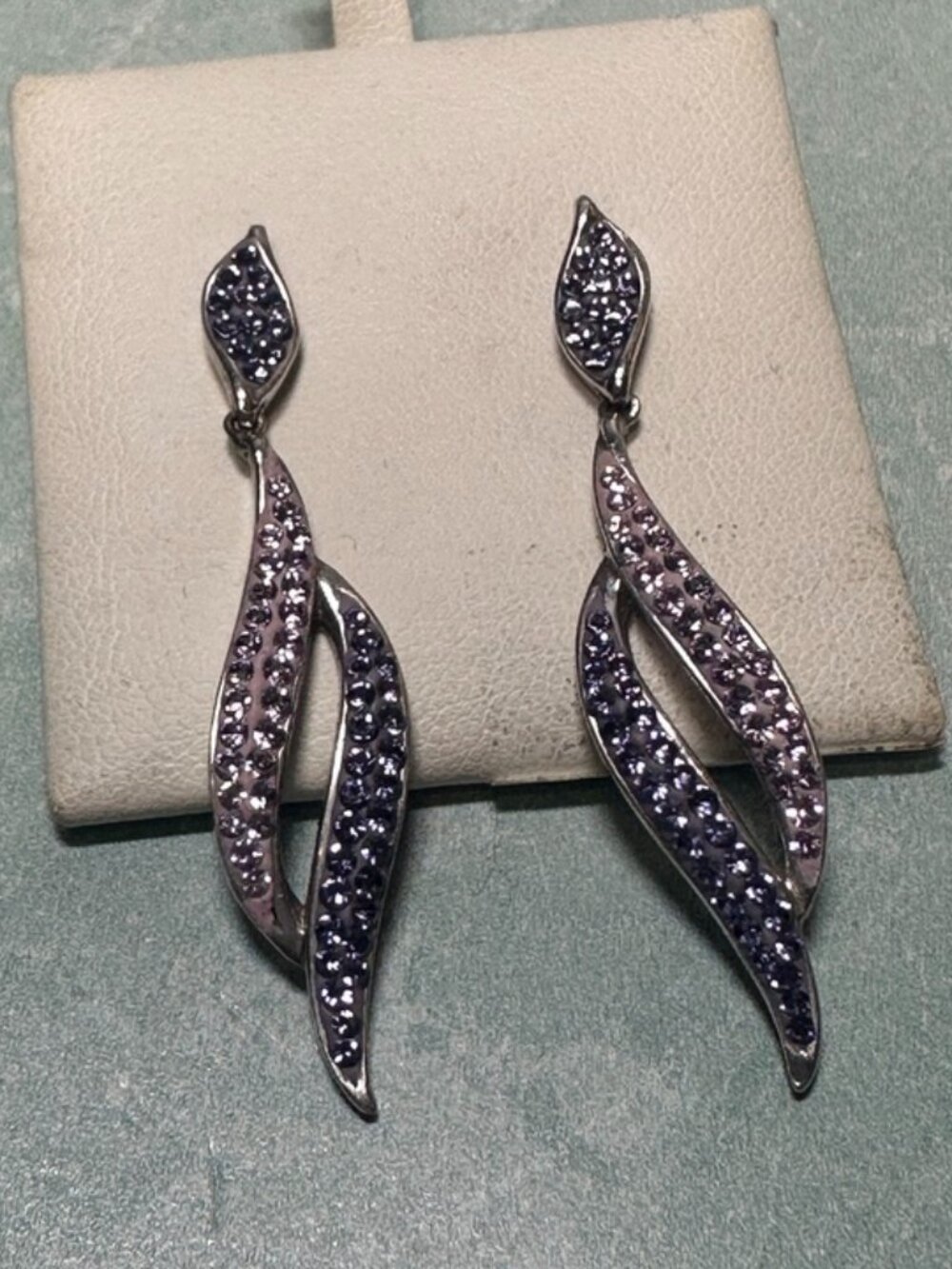 Sterling Silver Earrings Made w/ Swarovski Crystals by Artistique Purple Pierced